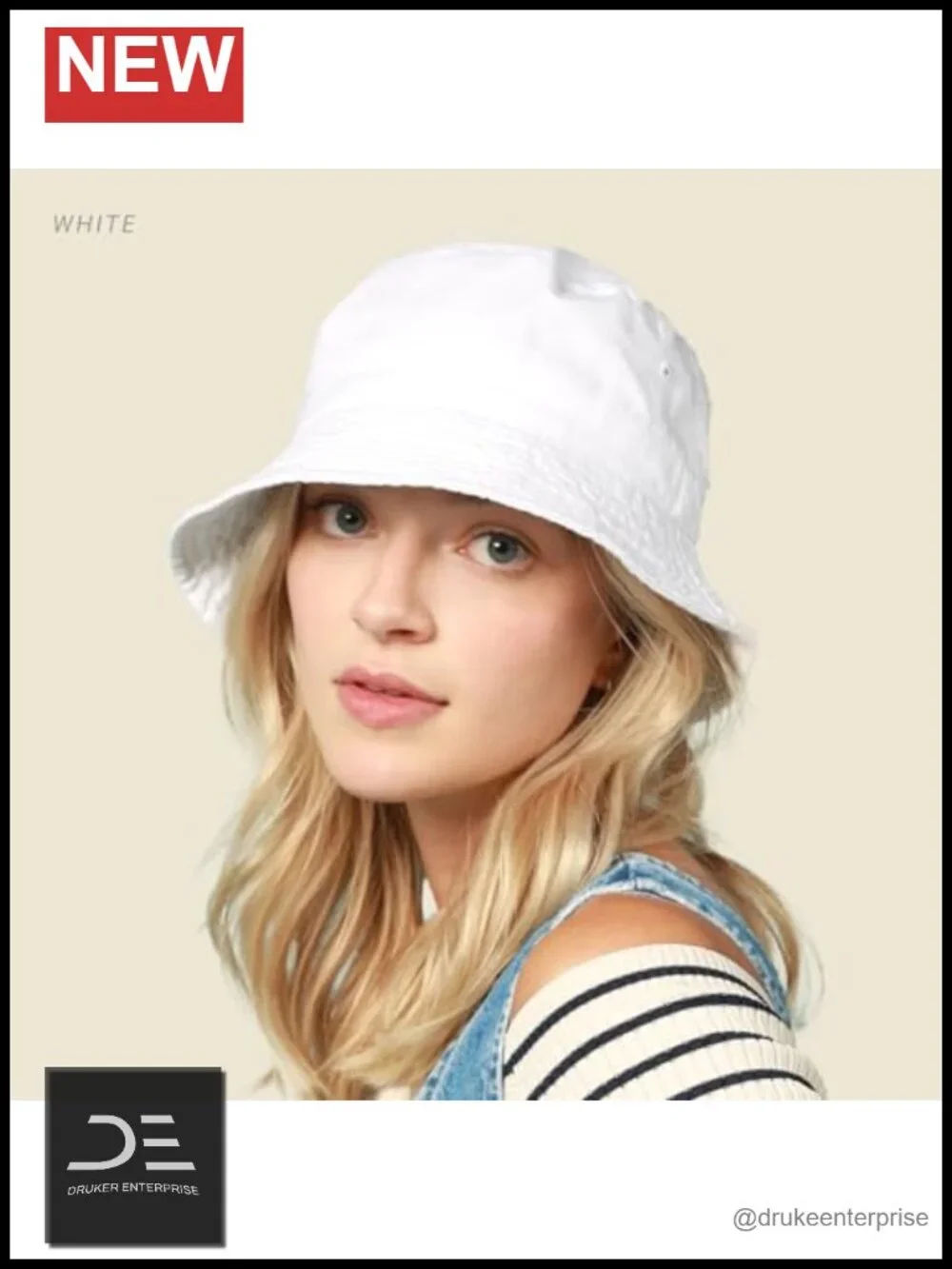 Cotton Bucket Hat with UPF 50+ Sun Protection - Adjustable Drawstring,